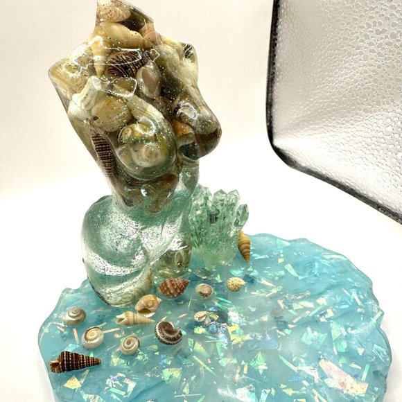 Goddess Resin Statue Art Figurine Sculpture Ocean Seashell - Picture 1 of 10